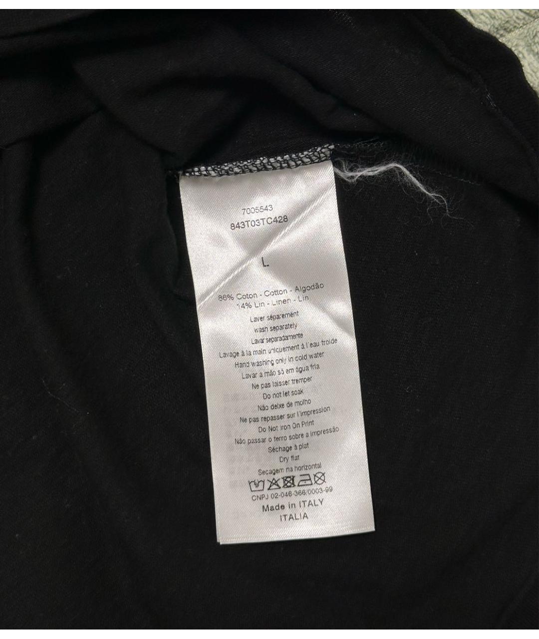 CHRISTIAN DIOR Черная хлопковая футболка, фото 3