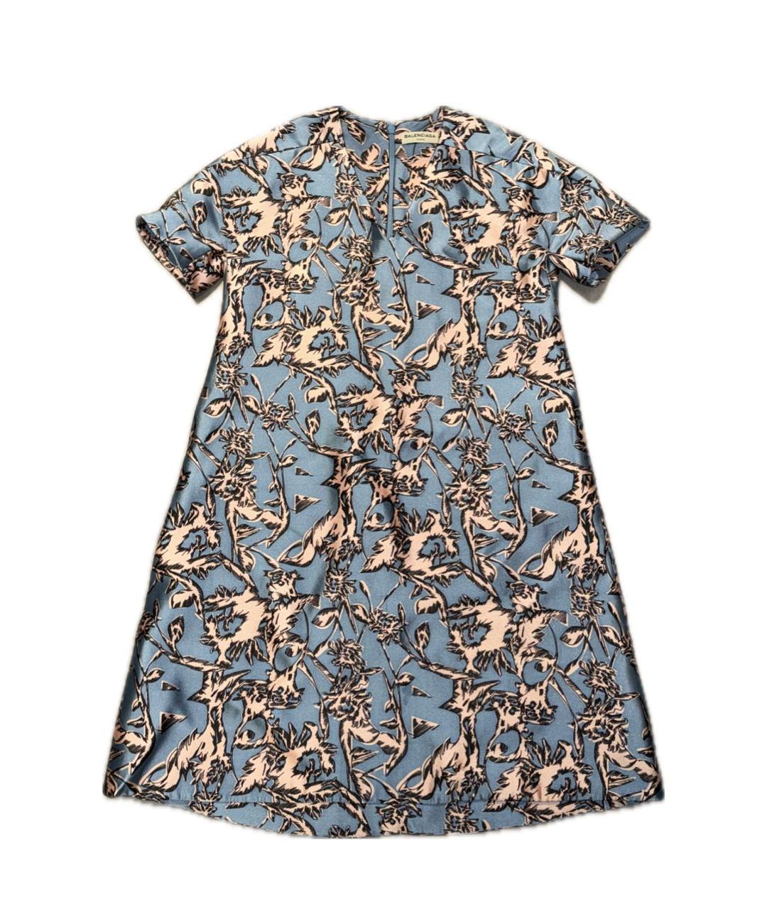 BALENCIAGA Голубое шелковое платье, фото 9