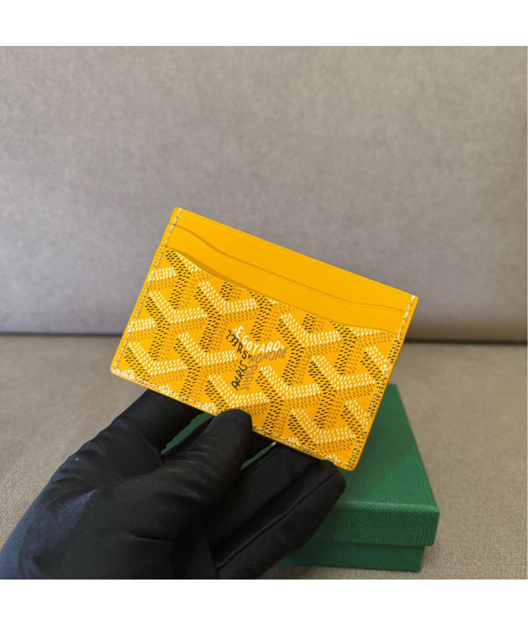 GOYARD Желтый кожаный кардхолдер, фото 3