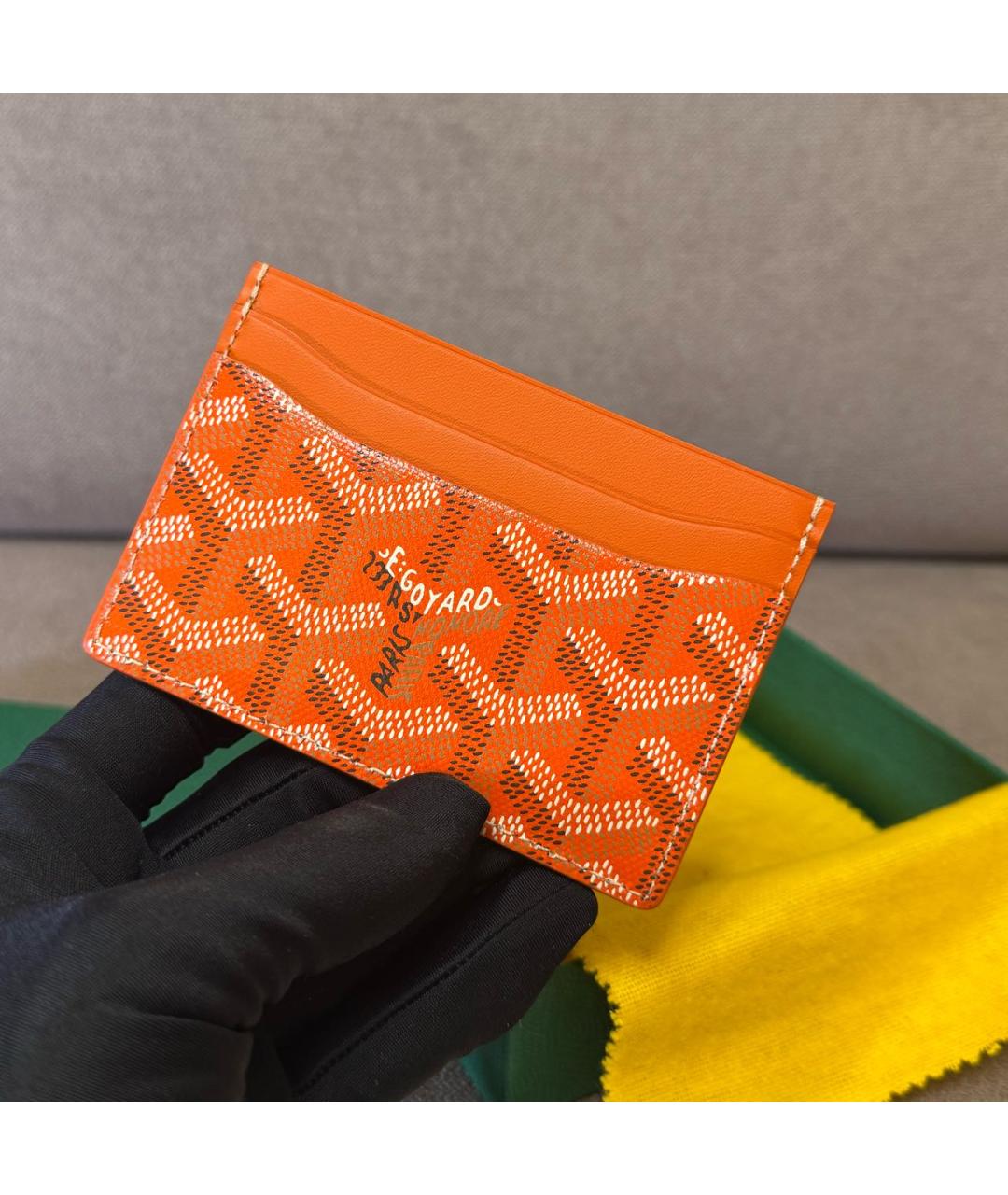 GOYARD Оранжевый кожаный кардхолдер, фото 4