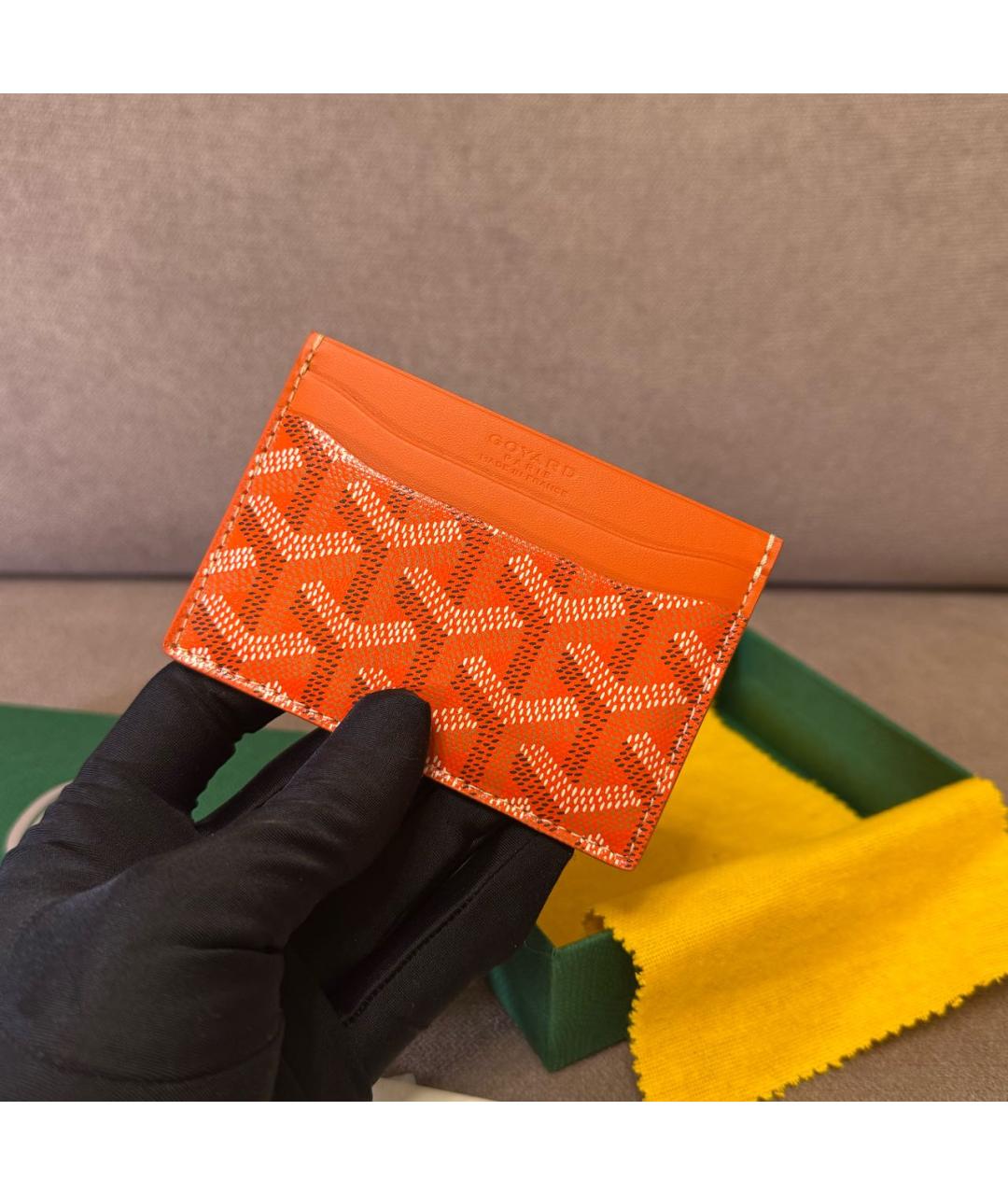 GOYARD Оранжевый кожаный кардхолдер, фото 3