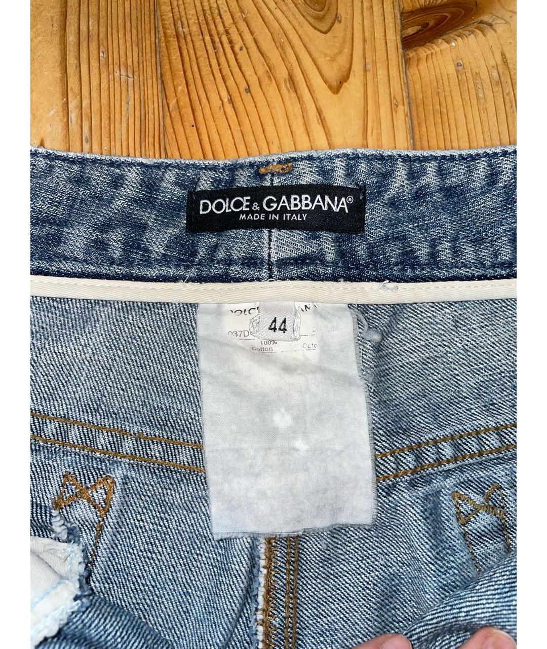 DOLCE&GABBANA Голубые хлопковые прямые джинсы, фото 3