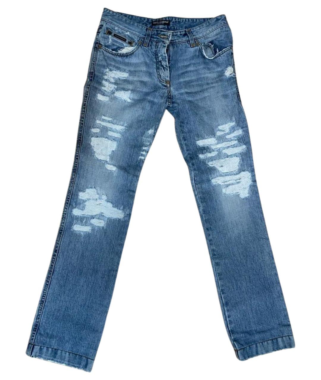 DOLCE&GABBANA Голубые хлопковые прямые джинсы, фото 1