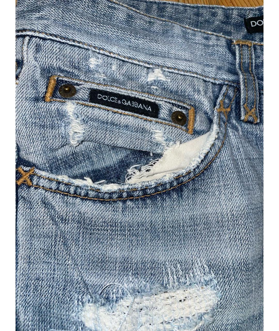 DOLCE&GABBANA Голубые хлопковые прямые джинсы, фото 4