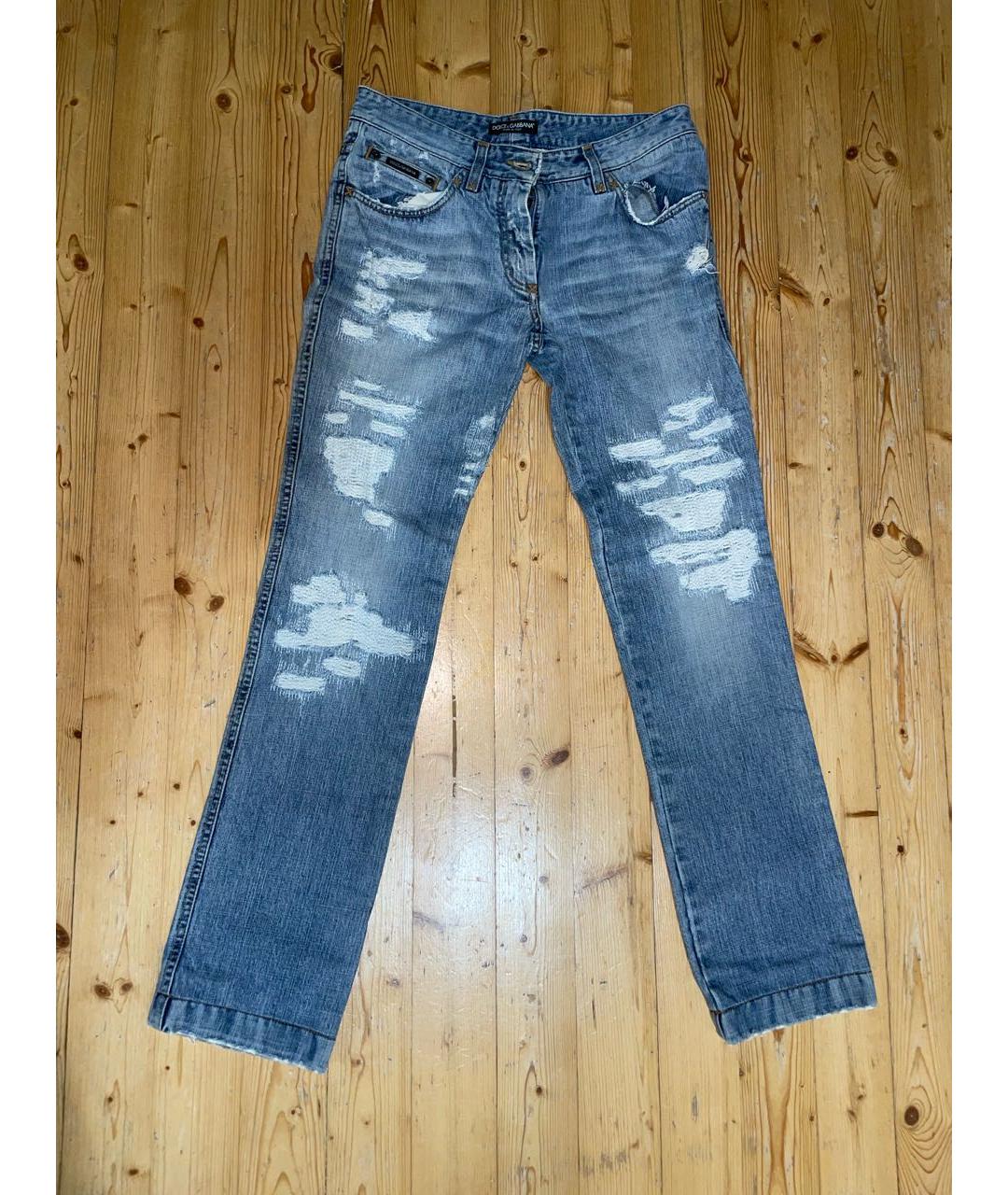 DOLCE&GABBANA Голубые хлопковые прямые джинсы, фото 5