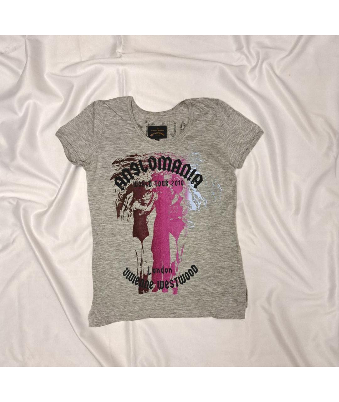 VIVIENNE WESTWOOD Серая хлопковая футболка, фото 2