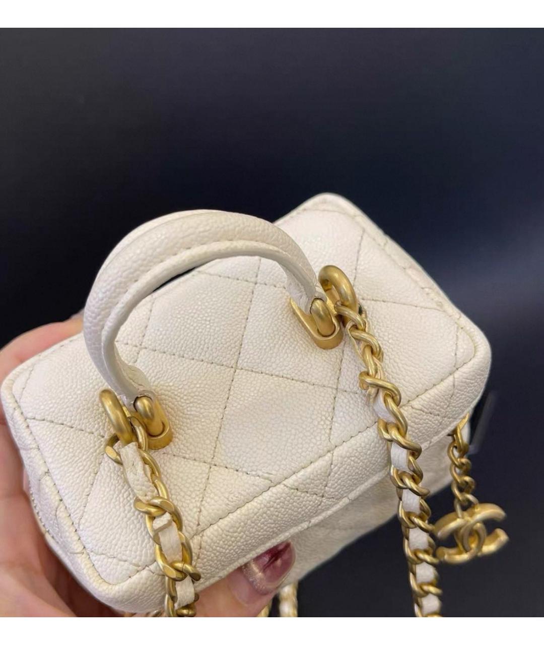 CHANEL Белая кожаная сумка через плечо, фото 7
