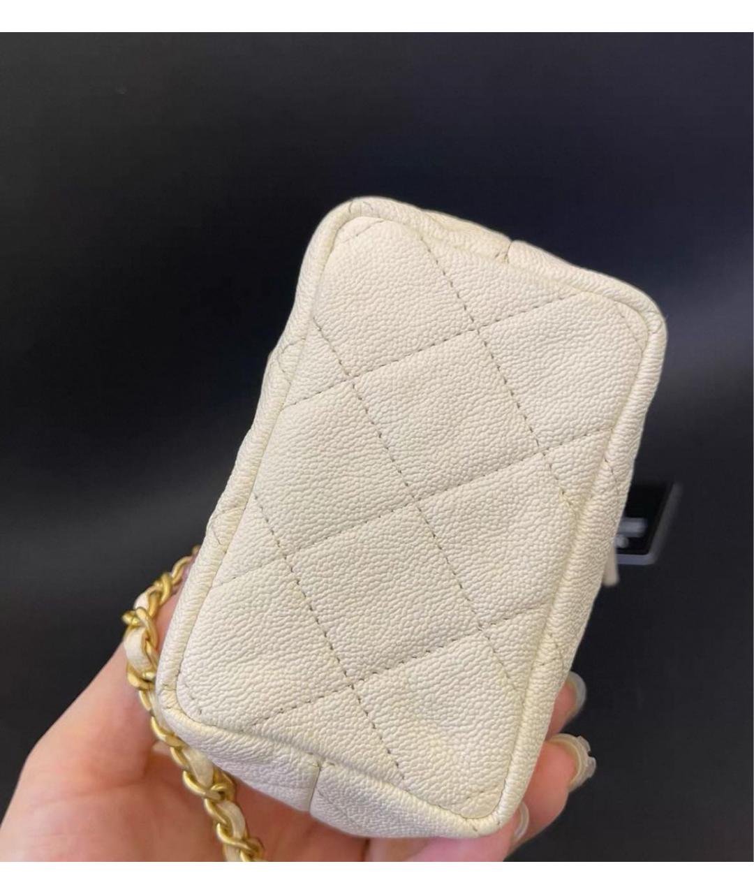 CHANEL Белая кожаная сумка через плечо, фото 6
