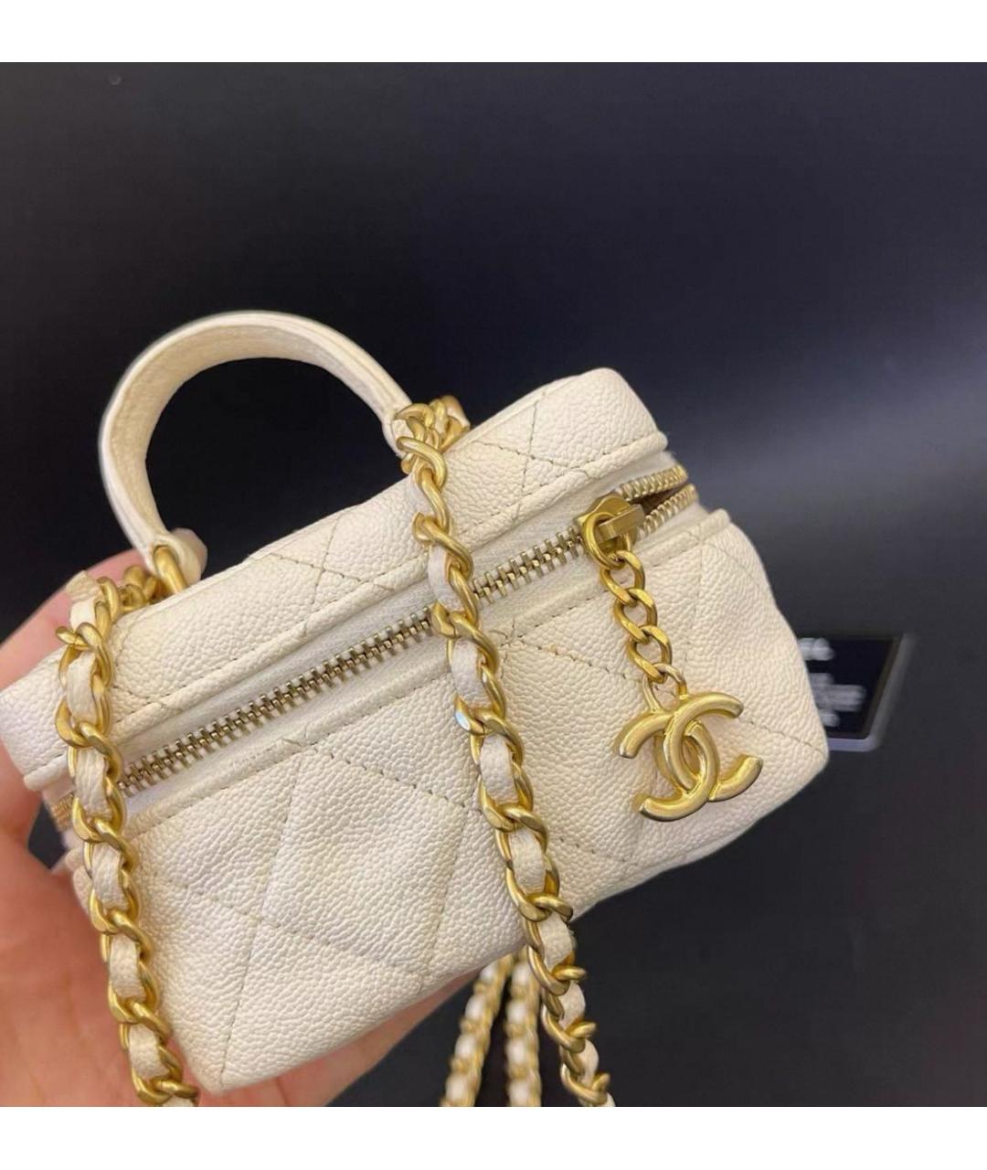 CHANEL Белая кожаная сумка через плечо, фото 8
