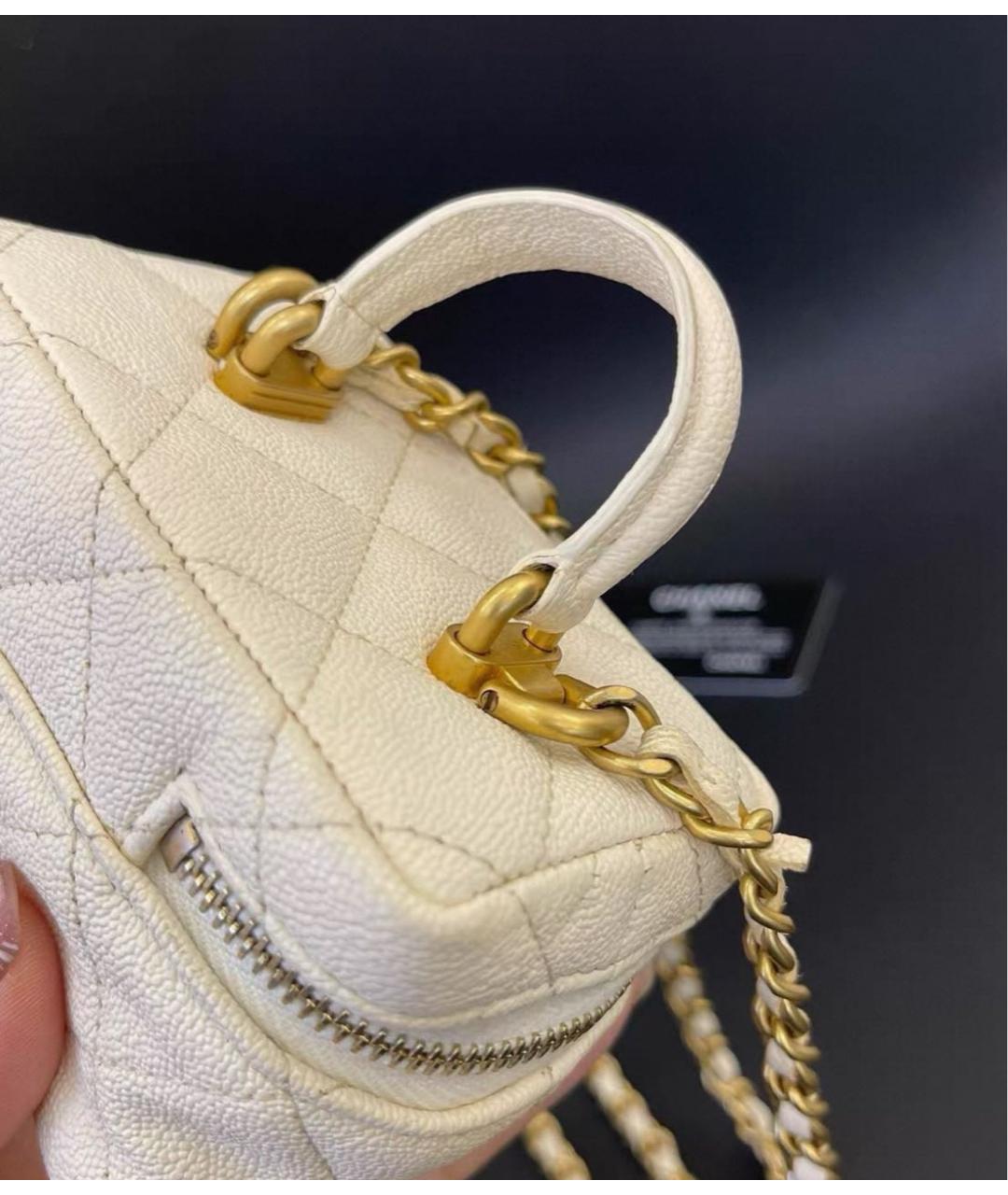 CHANEL Белая кожаная сумка через плечо, фото 5