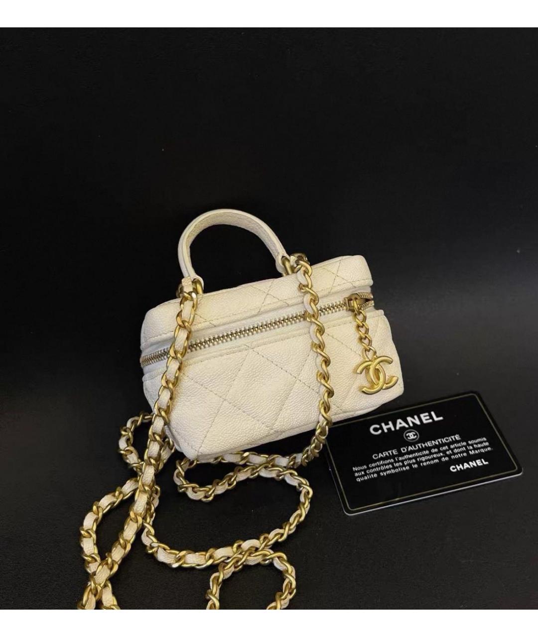 CHANEL Белая кожаная сумка через плечо, фото 3