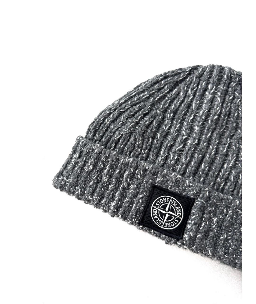 STONE ISLAND Серая шерстяная шапка, фото 2