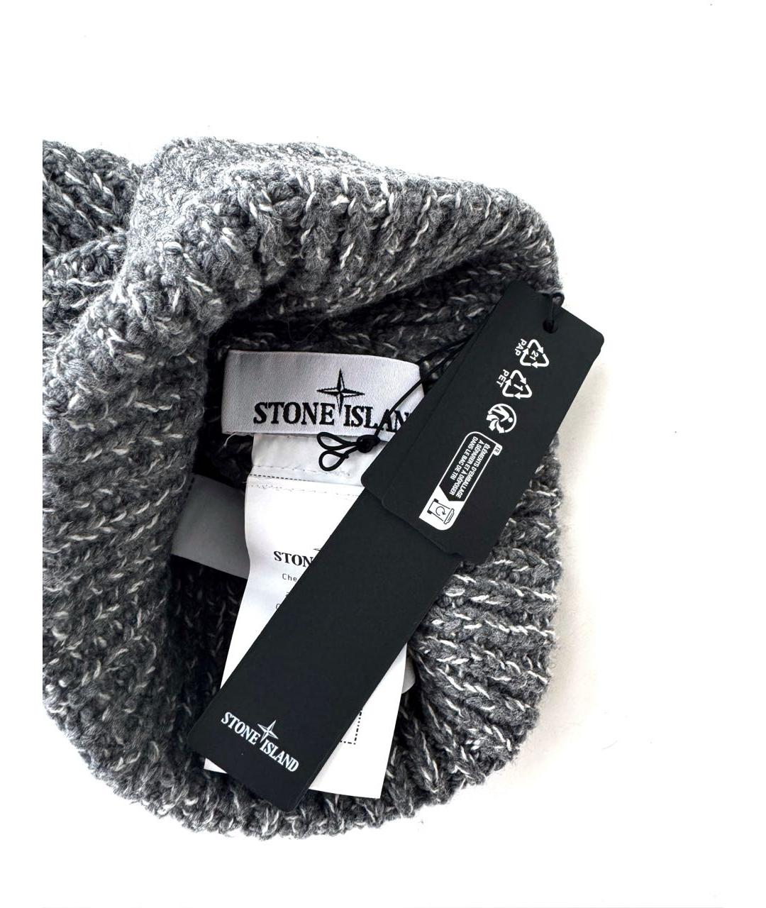 STONE ISLAND Серая шерстяная шапка, фото 5