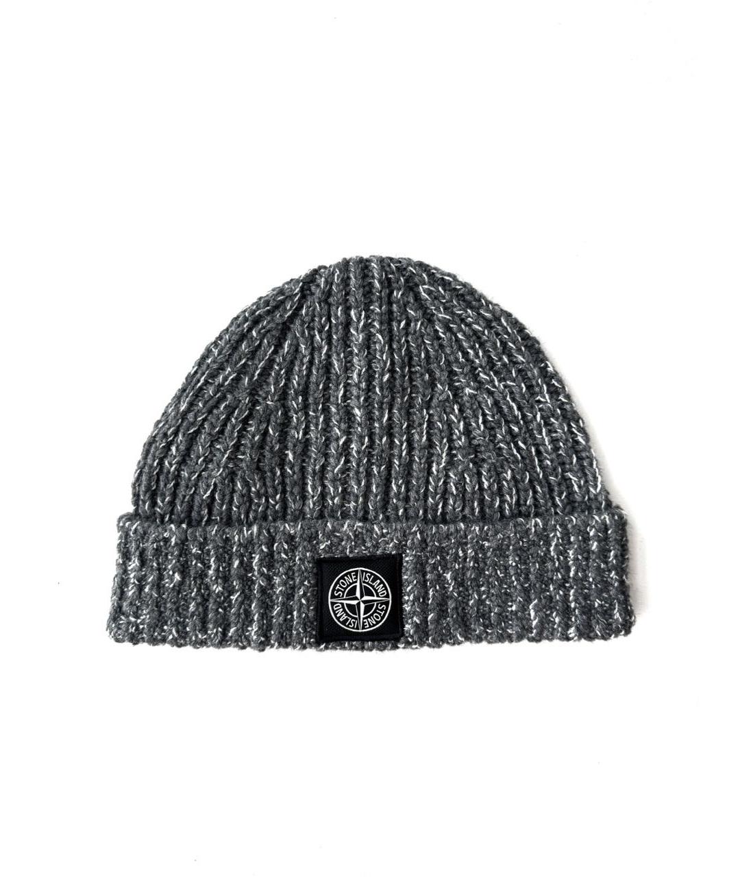 STONE ISLAND Серая шерстяная шапка, фото 1