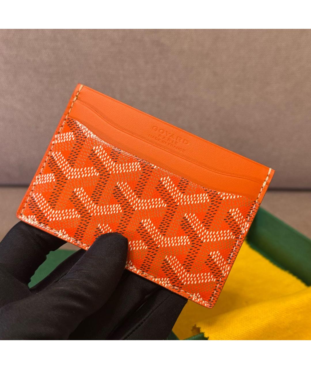 GOYARD Оранжевый кожаный кардхолдер, фото 3