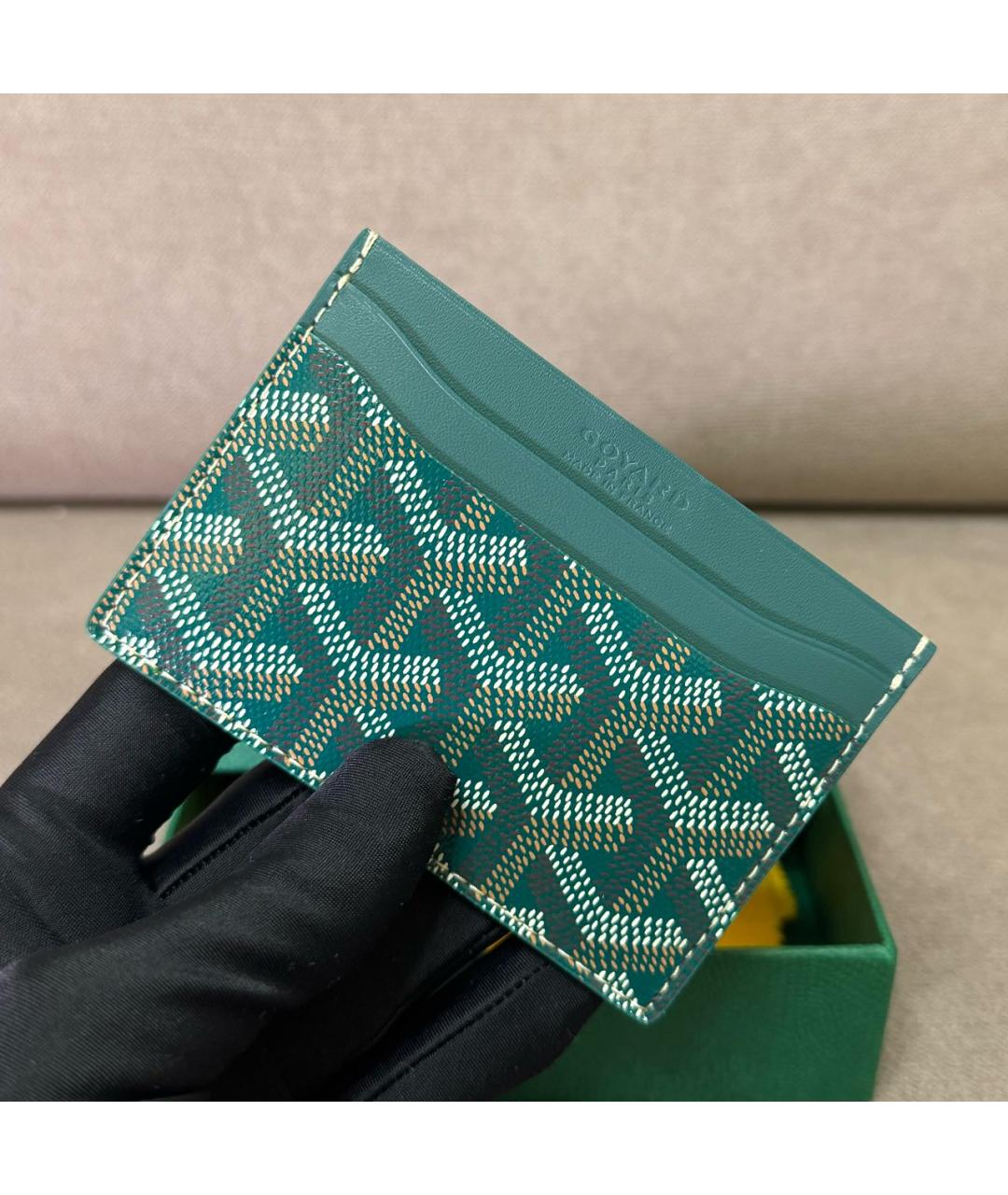 GOYARD Зеленый кожаный кардхолдер, фото 3