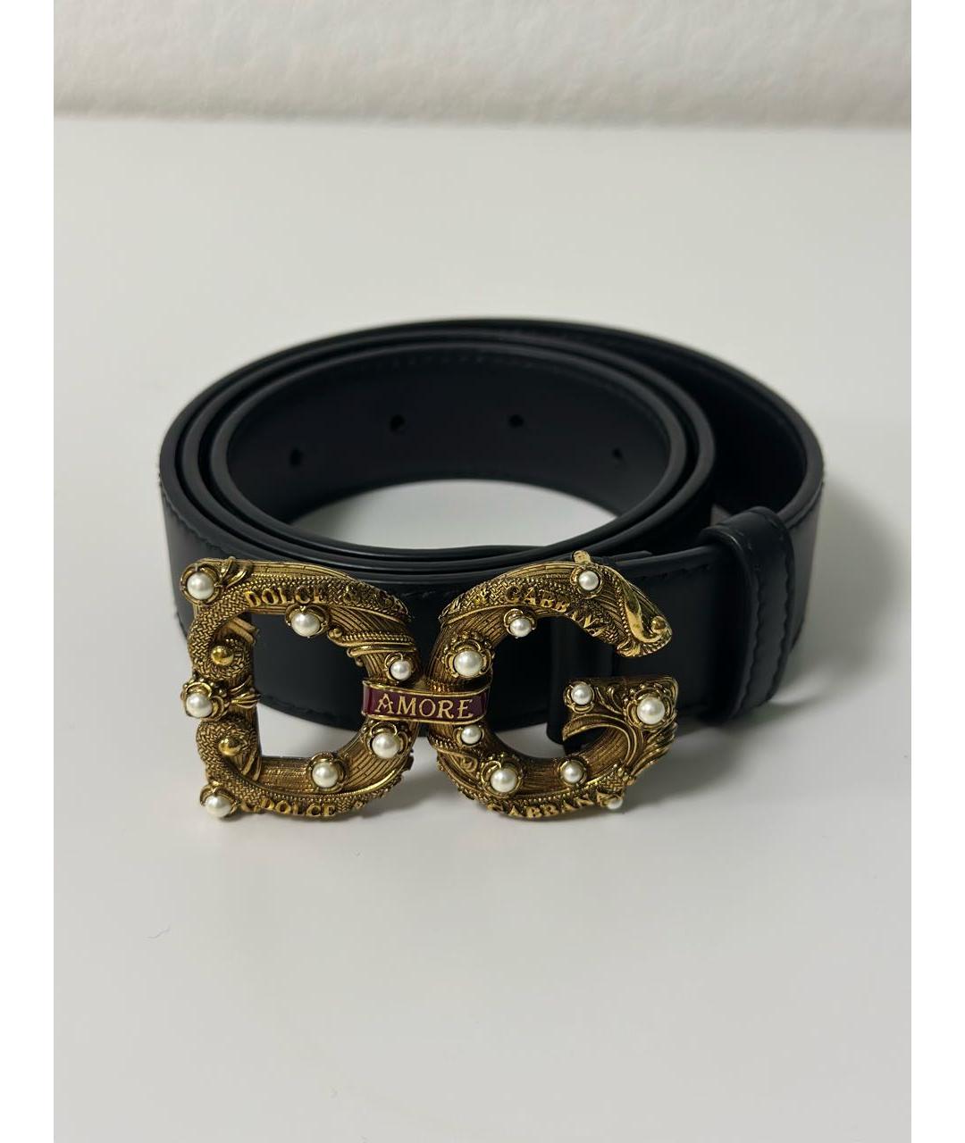 DOLCE&GABBANA Черный кожаный ремень, фото 2