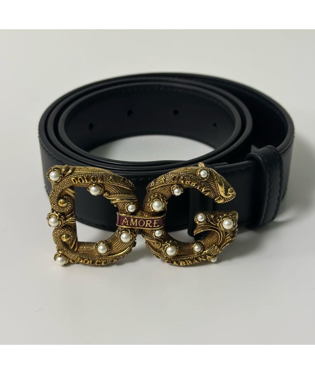 DOLCE&GABBANA Черный кожаный ремень, фото 3