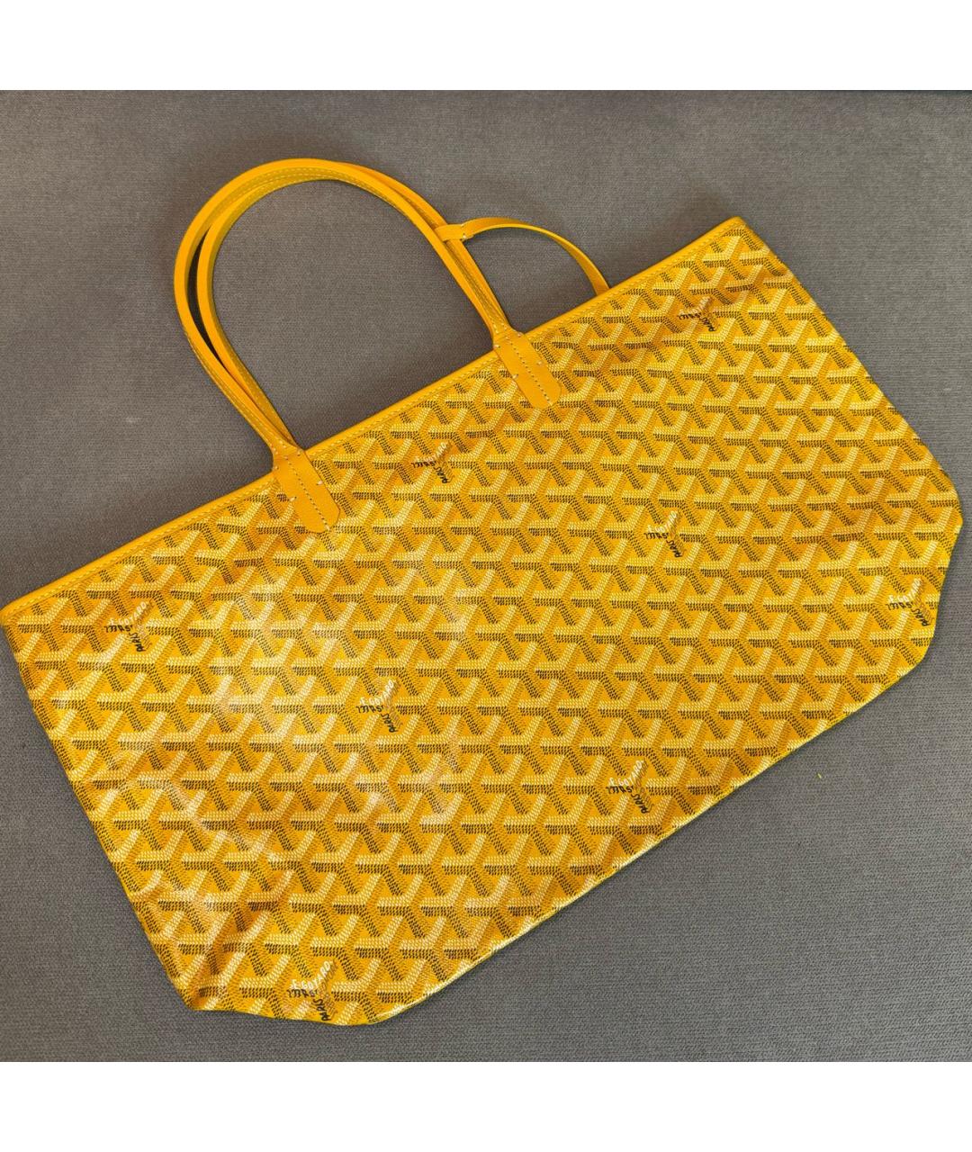 GOYARD Желтая кожаная сумка тоут, фото 3