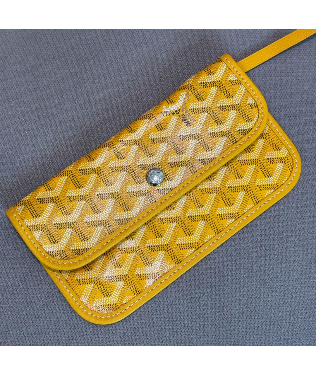 GOYARD Желтая кожаная сумка тоут, фото 4
