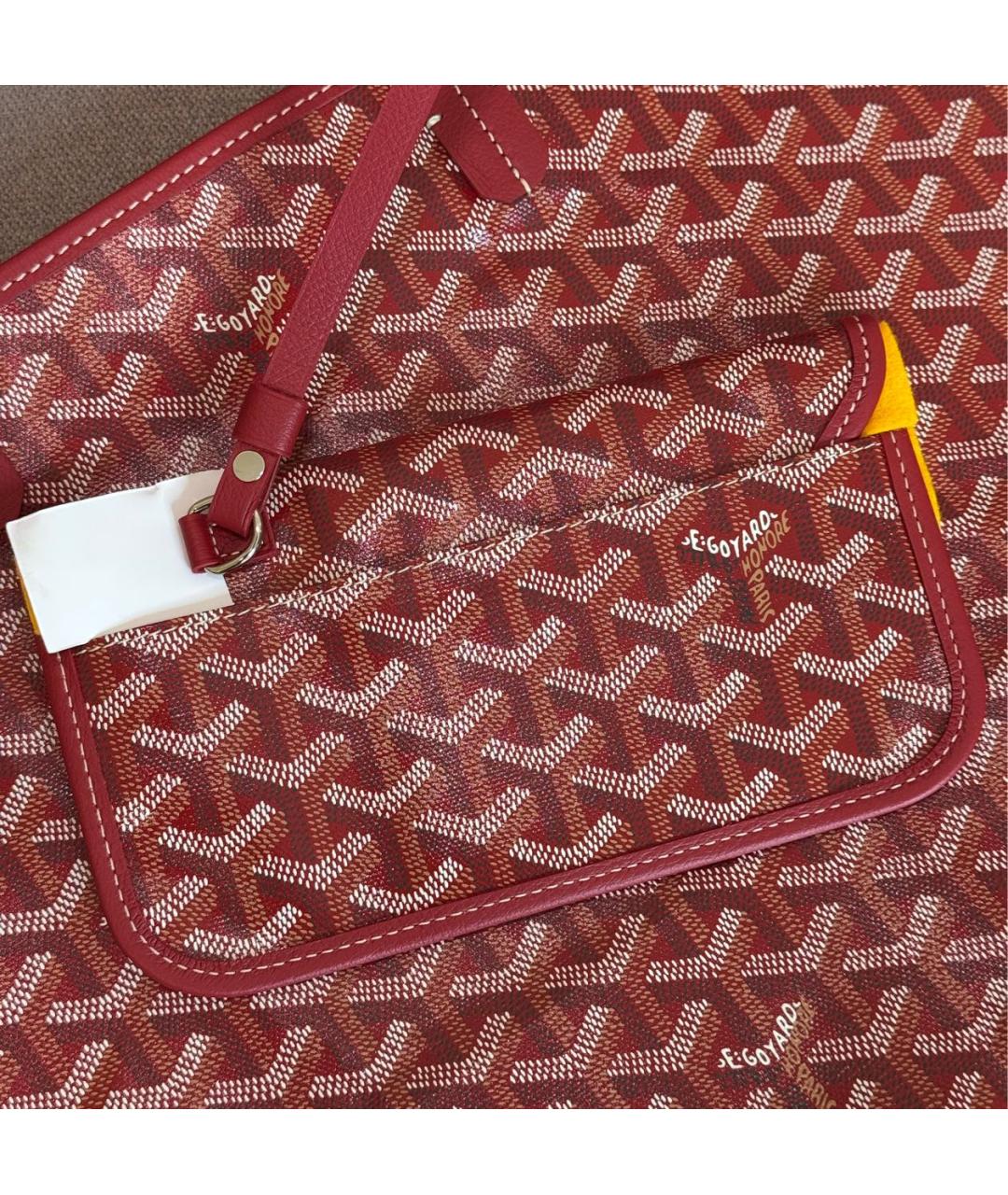 GOYARD Красная кожаная сумка тоут, фото 5