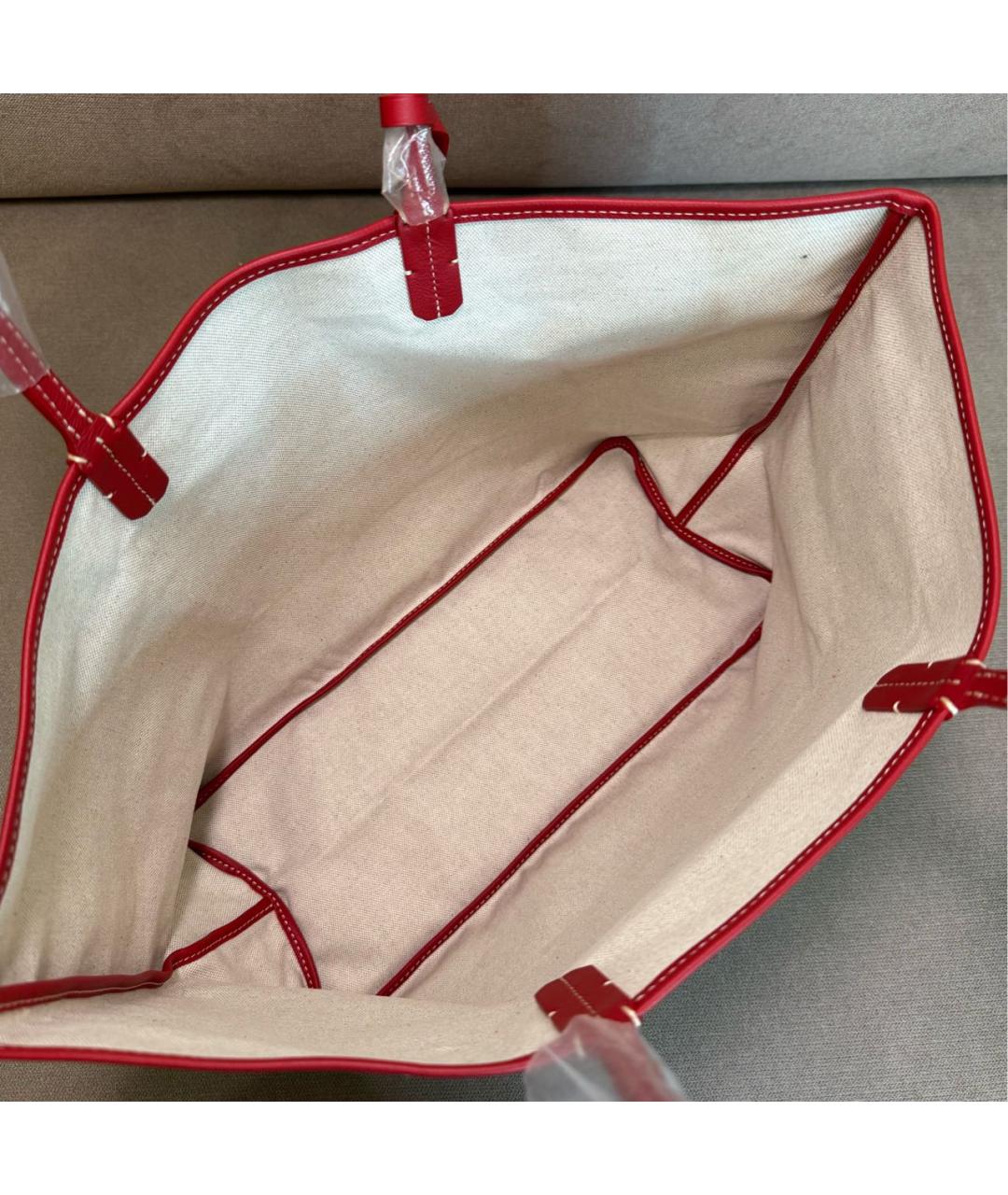 GOYARD Красная кожаная сумка тоут, фото 6