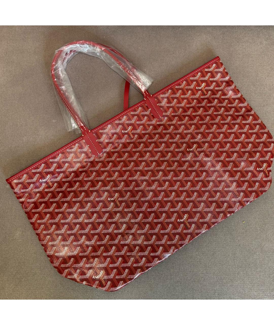 GOYARD Красная кожаная сумка тоут, фото 3
