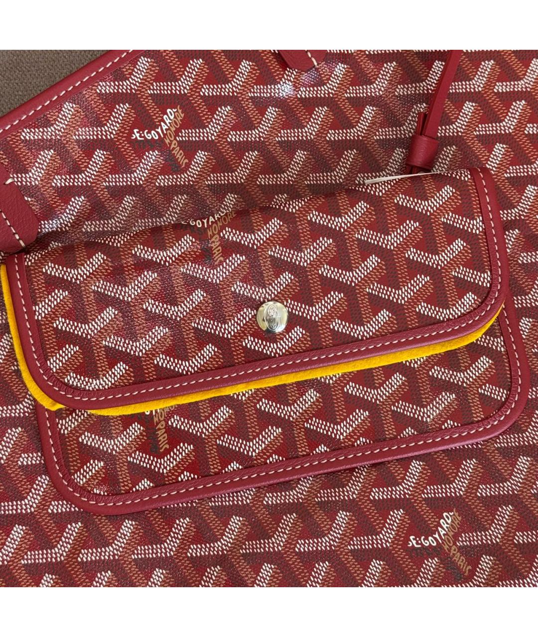 GOYARD Красная кожаная сумка тоут, фото 4