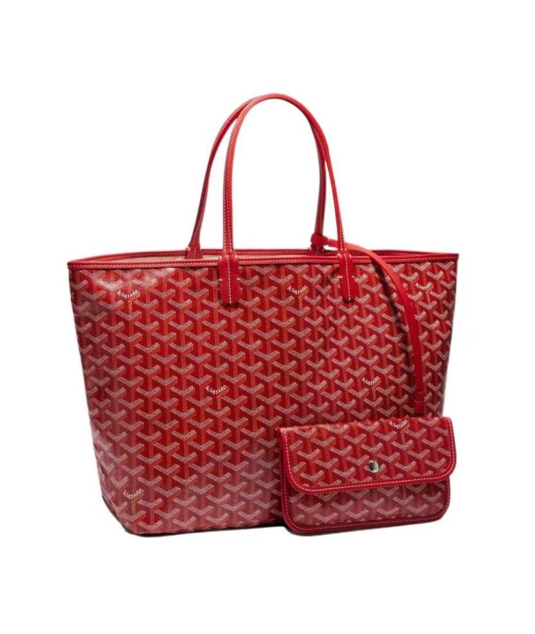 GOYARD Красная кожаная сумка тоут, фото 2