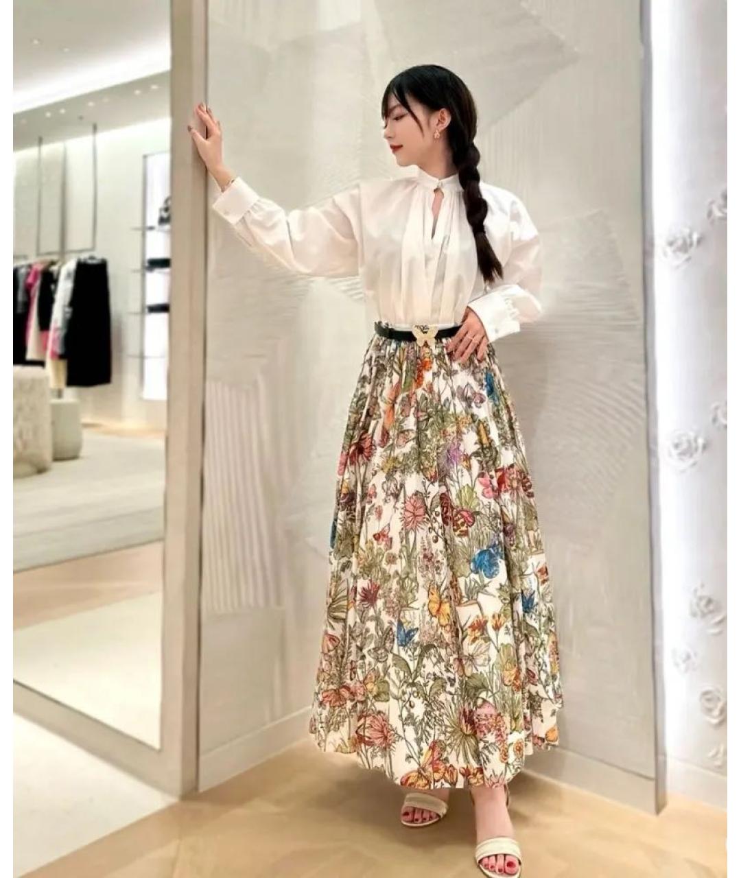 CHRISTIAN DIOR Мульти хлопковая юбка миди, фото 4