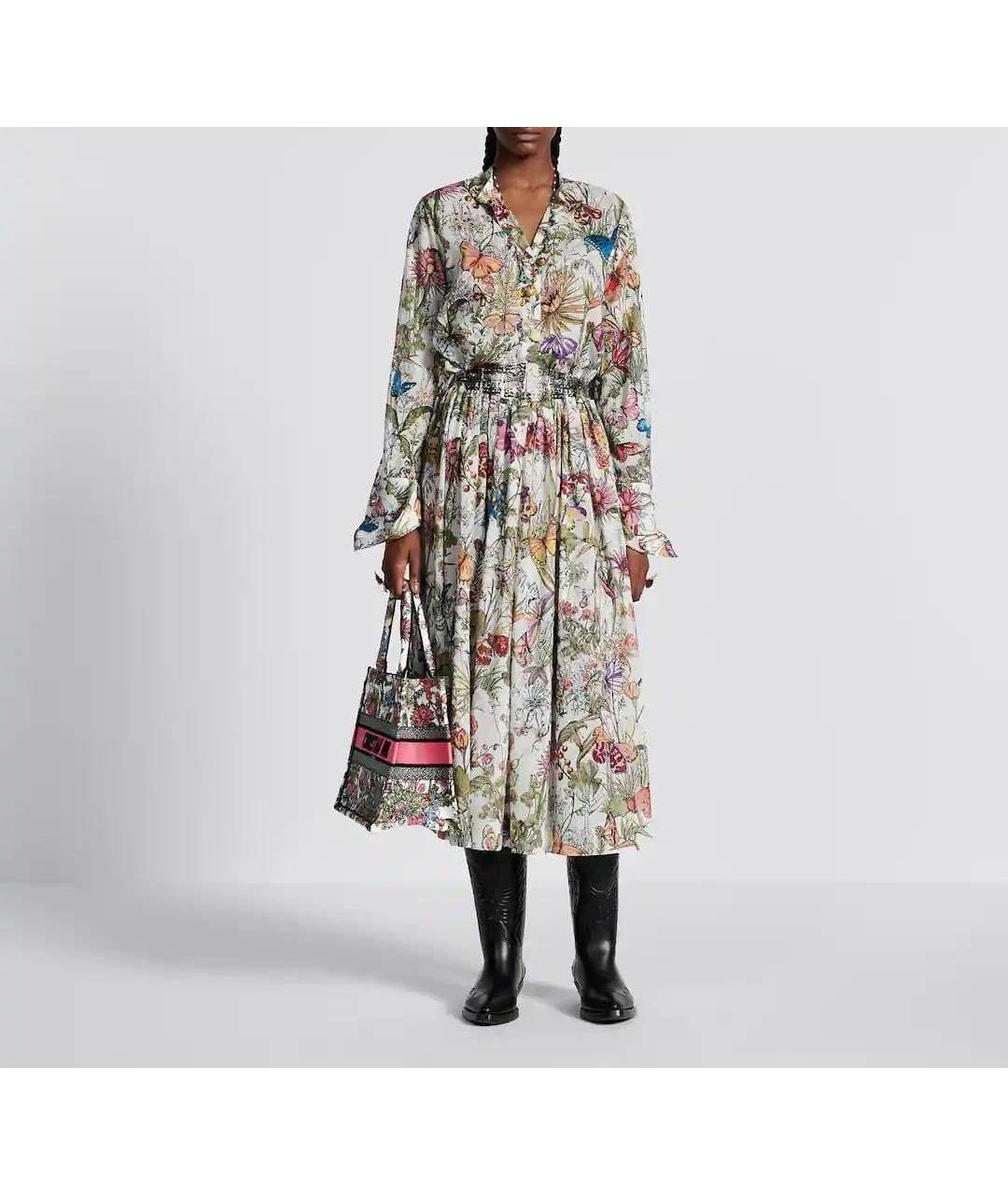 CHRISTIAN DIOR Мульти хлопковая юбка миди, фото 2