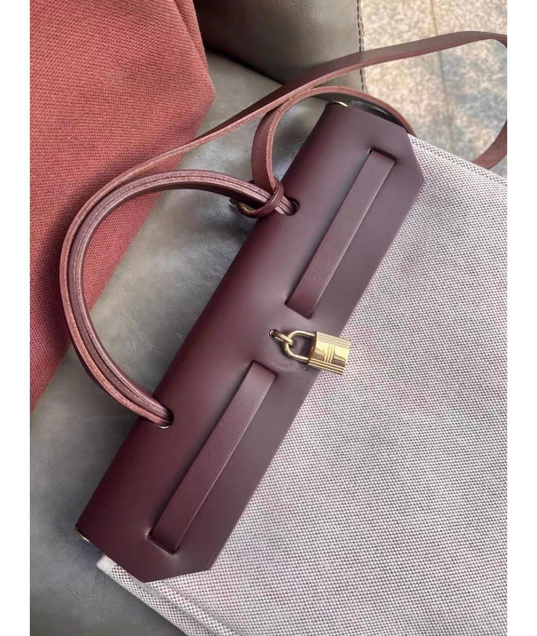 HERMES Бордовая сумка с короткими ручками, фото 7