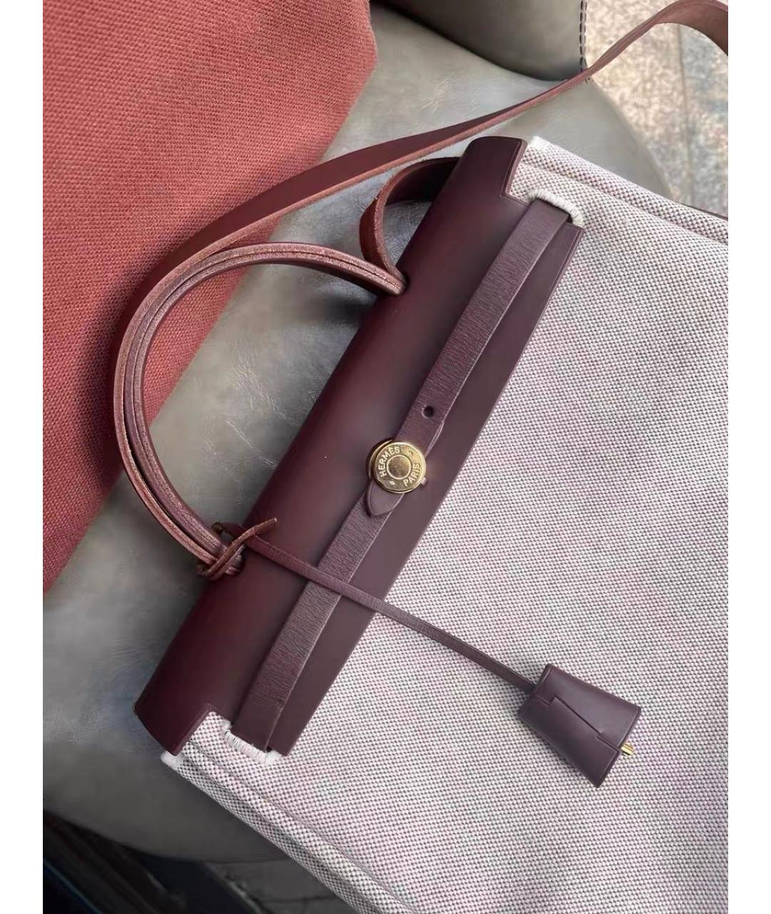 HERMES Бордовая сумка с короткими ручками, фото 6