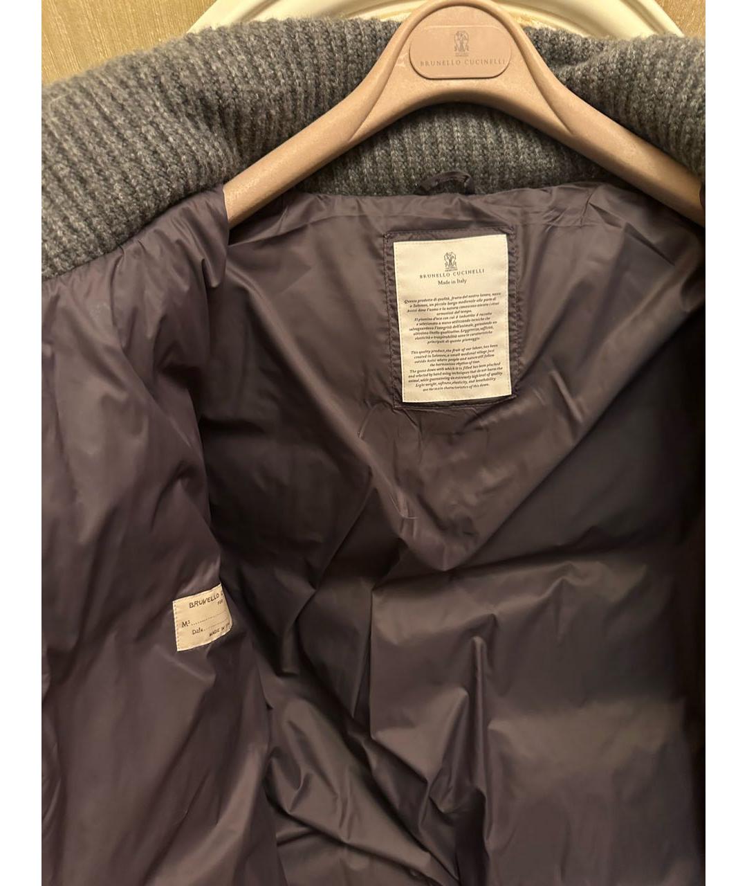 BRUNELLO CUCINELLI Коричневый полиэстеровый пуховик, фото 4