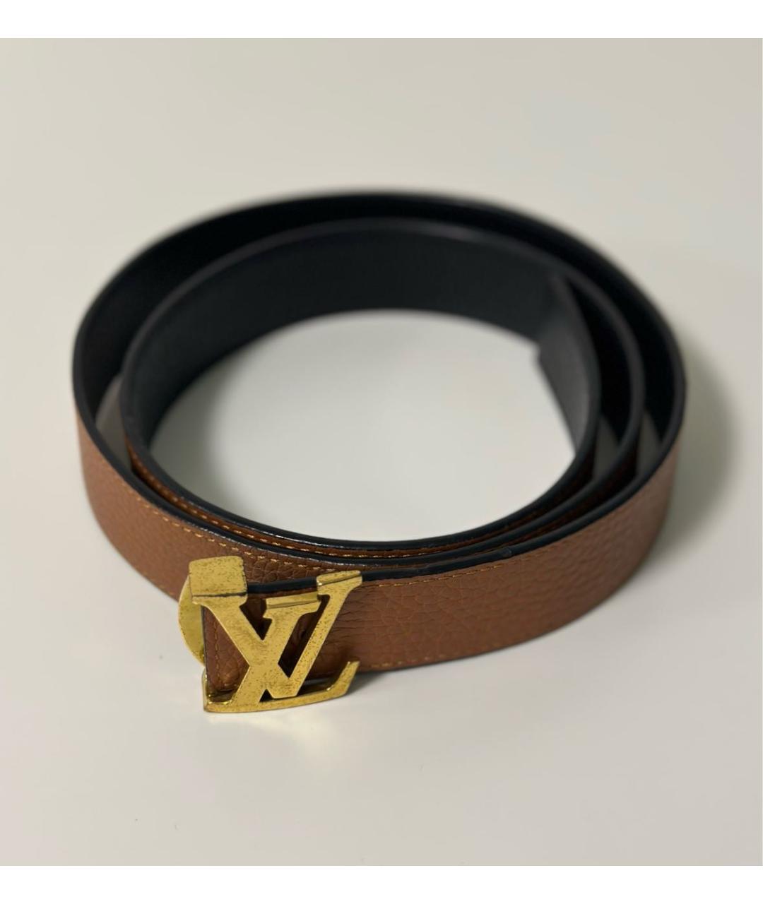 LOUIS VUITTON Коричневый кожаный ремень, фото 3