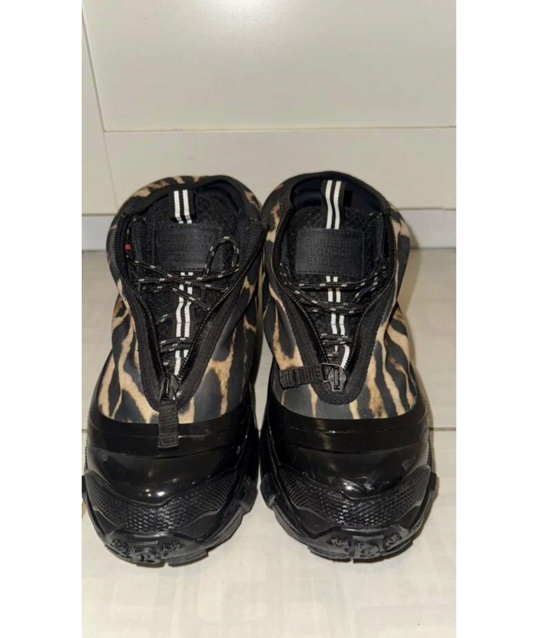 BURBERRY Черные кроссовки из лакированной кожи, фото 3