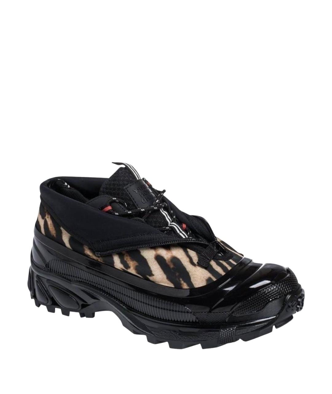 BURBERRY Черные кроссовки из лакированной кожи, фото 1