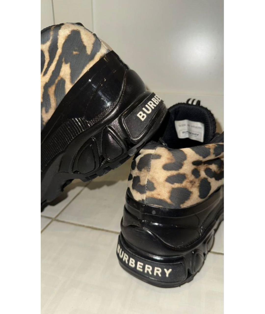 BURBERRY Черные кроссовки из лакированной кожи, фото 5