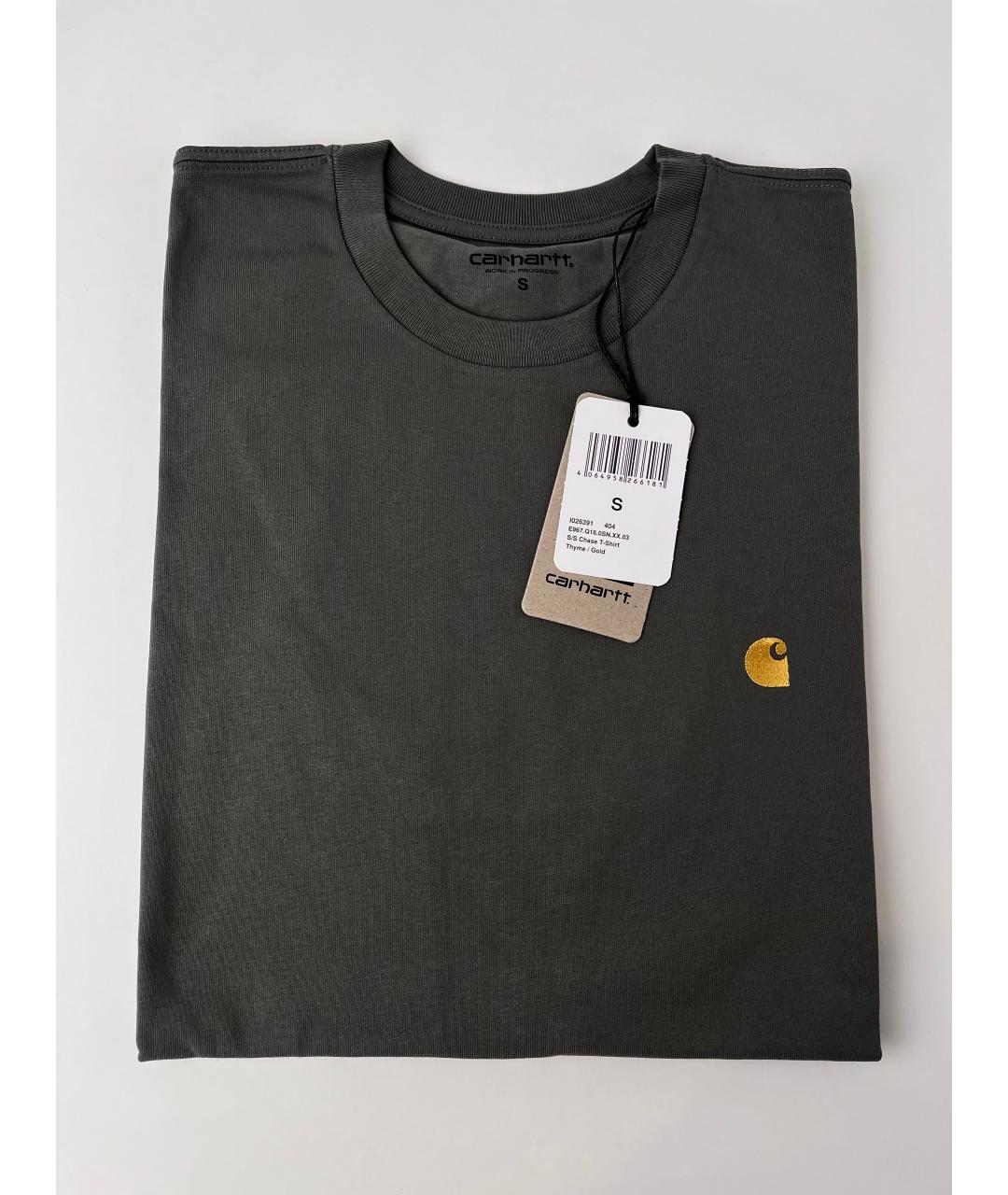 CARHARTT WIP Антрацитовая хлопковая футболка, фото 2