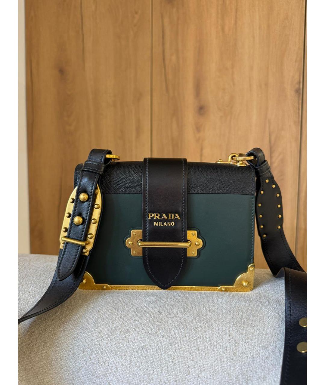 PRADA Зеленая кожаная сумка через плечо, фото 3