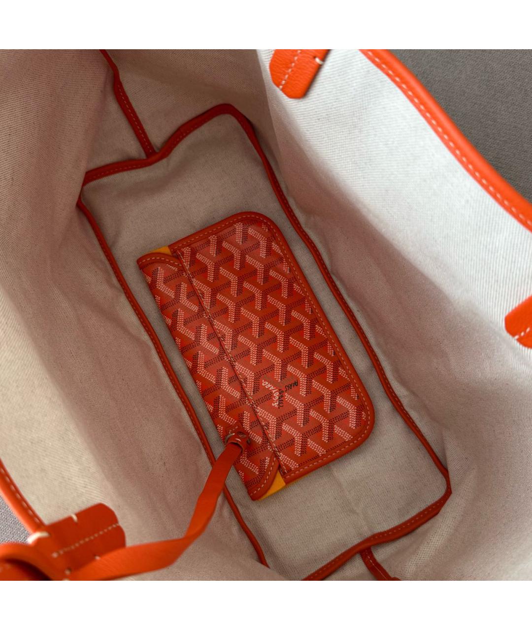 GOYARD Оранжевая кожаная сумка тоут, фото 7