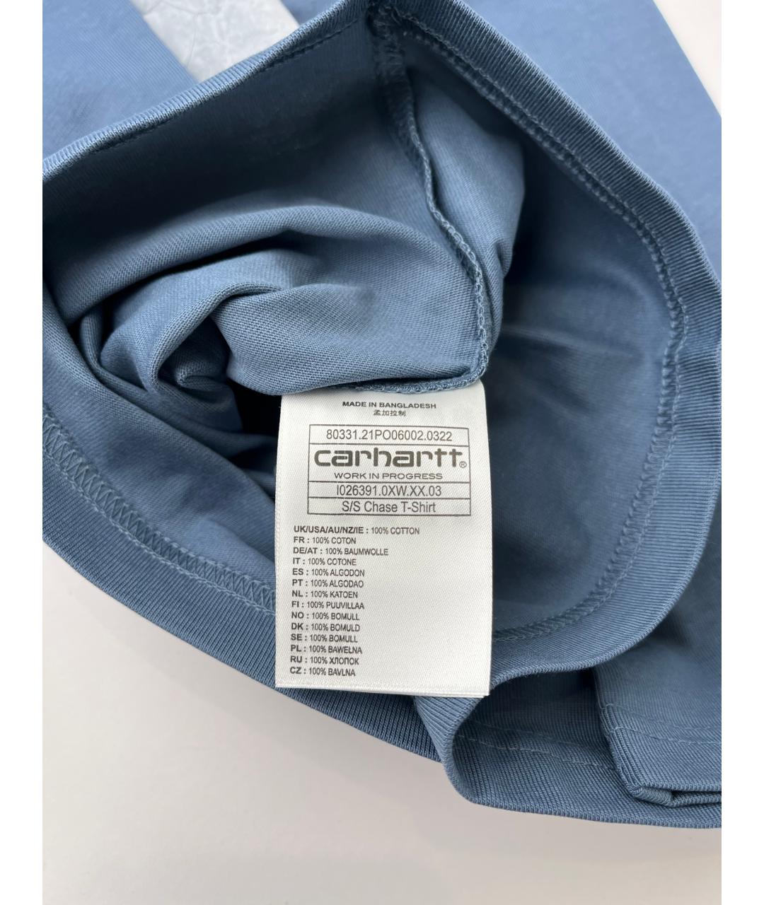 CARHARTT WIP Голубая хлопковая футболка, фото 2
