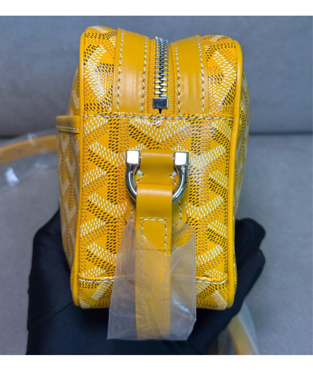GOYARD Желтая кожаная сумка на плечо, фото 5