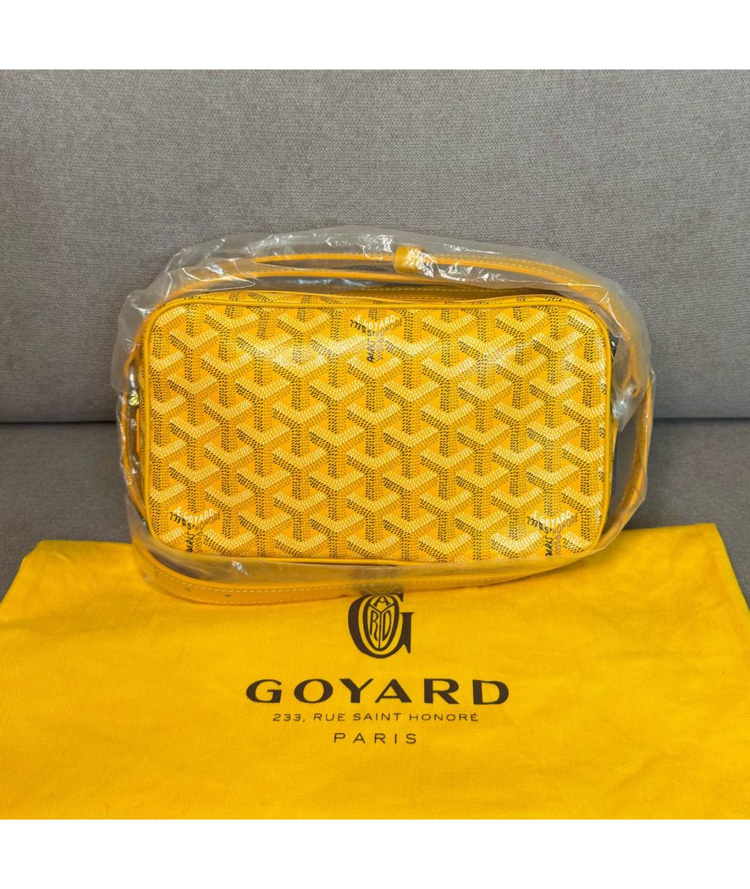 GOYARD Желтая кожаная сумка на плечо, фото 3