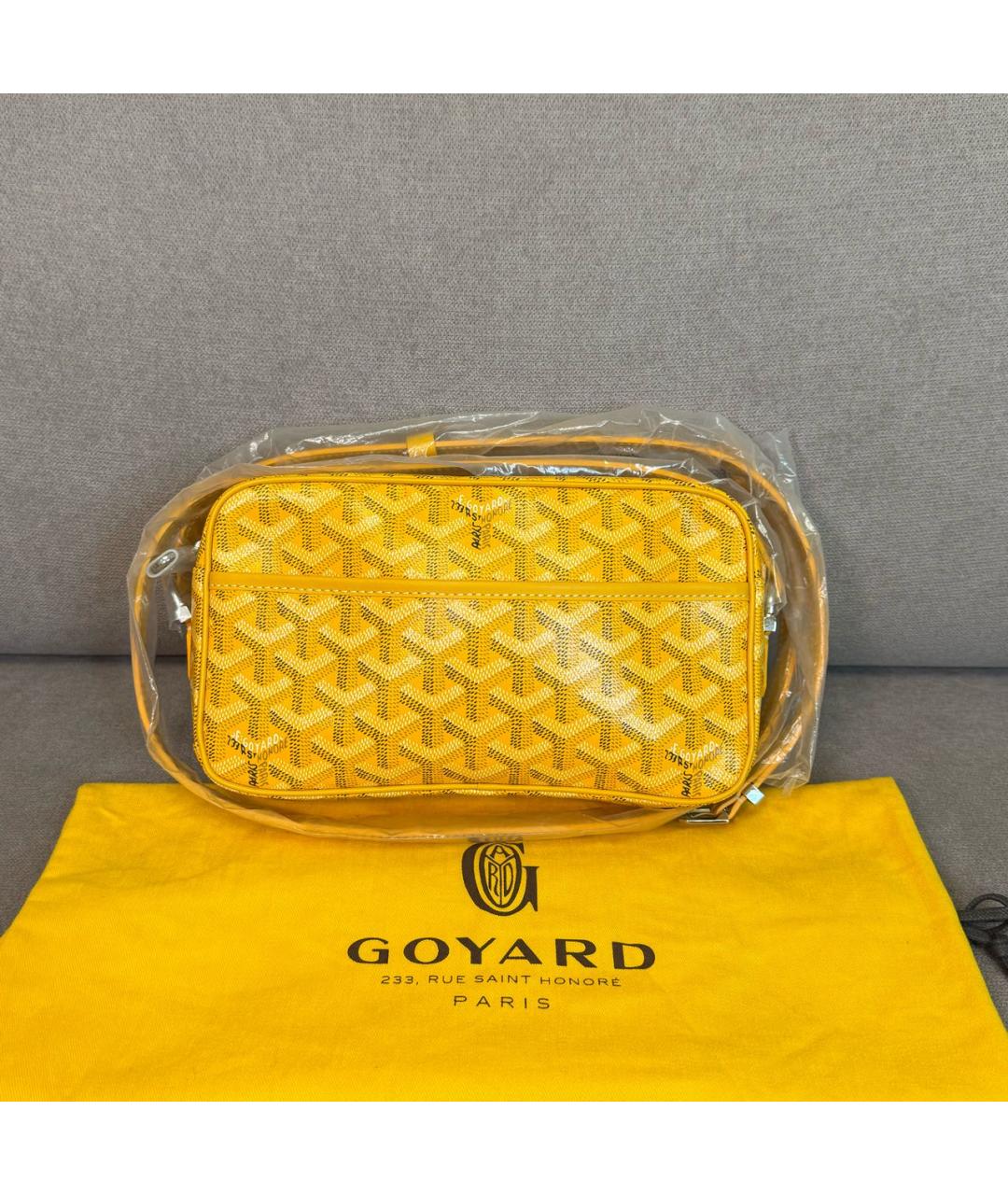 GOYARD Желтая кожаная сумка на плечо, фото 2
