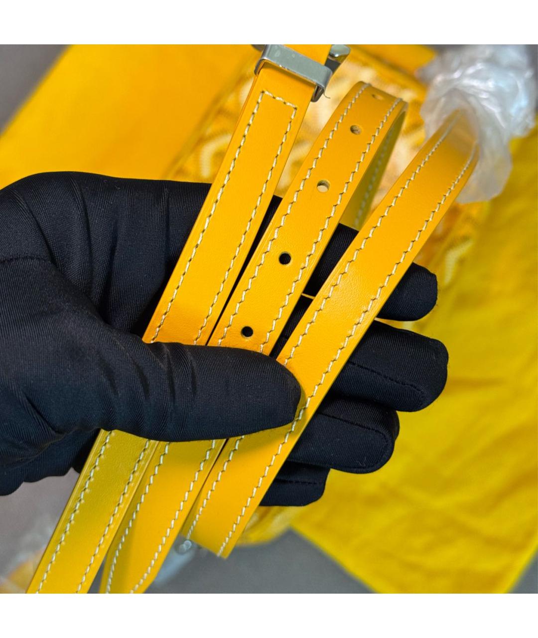 GOYARD Желтая кожаная сумка на плечо, фото 7