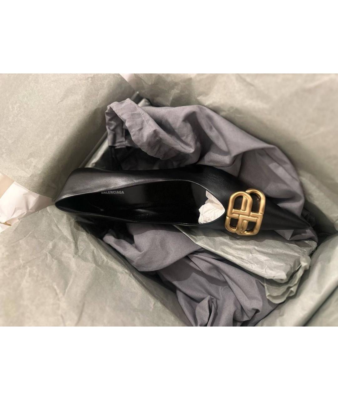 BALENCIAGA Черные кожаные туфли, фото 4