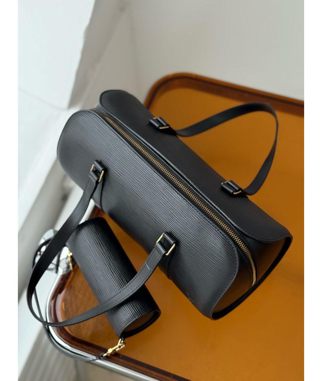 LOUIS VUITTON Черная кожаная сумка через плечо, фото 6