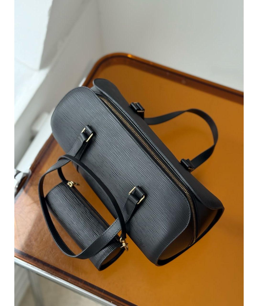 LOUIS VUITTON Черная кожаная сумка через плечо, фото 6