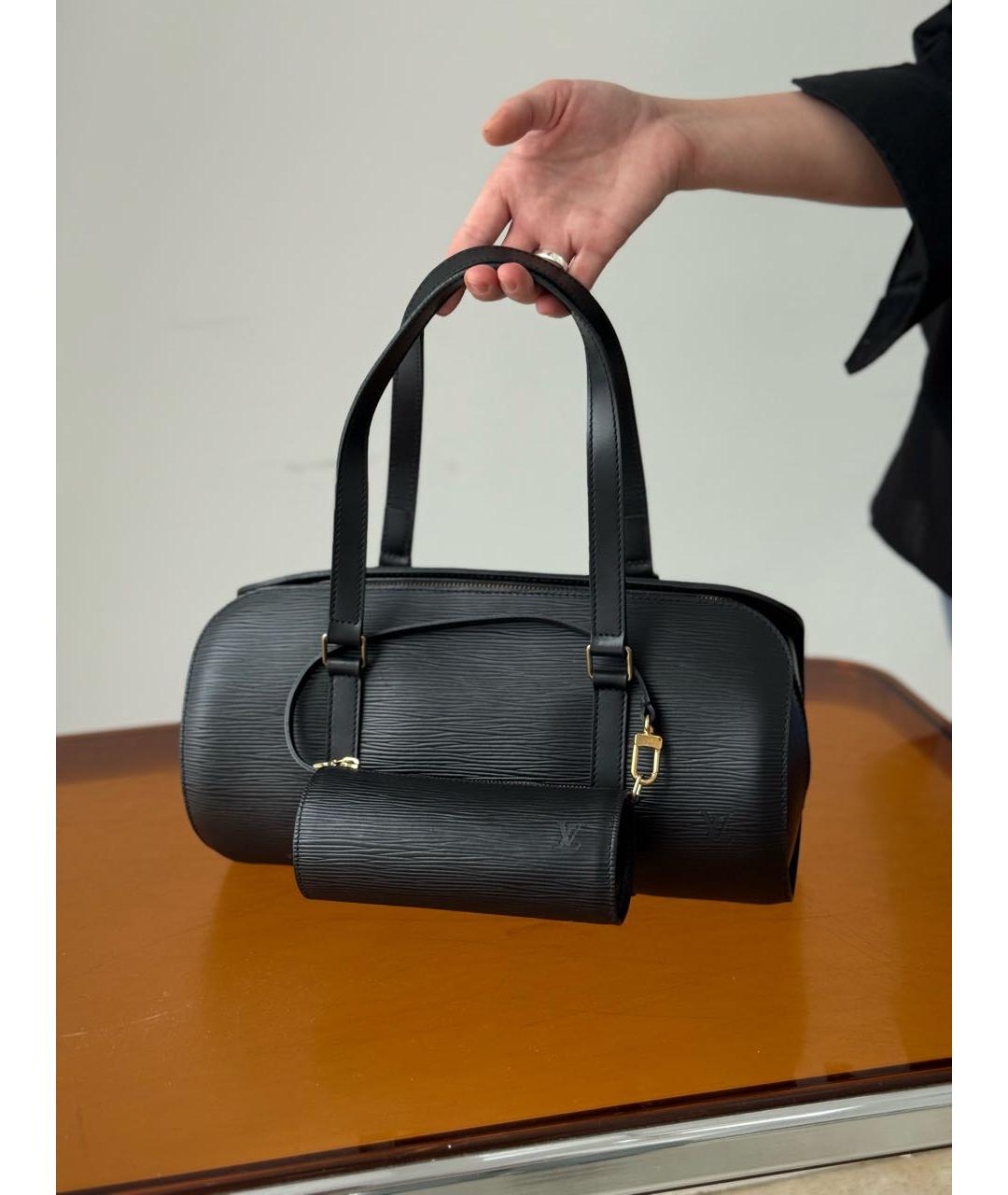 LOUIS VUITTON Черная кожаная сумка через плечо, фото 9